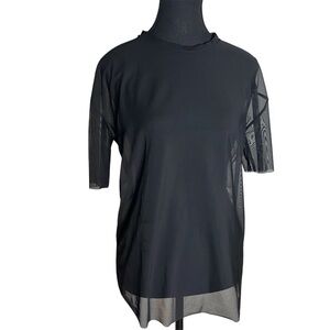 ZARA TRAFALUC Black Fine Knit Mesh Short Sleeve Top Shirt Tee Shirt Size Small